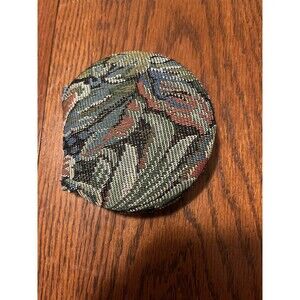 Vintage Tapestry Mirror Metal Round Floral